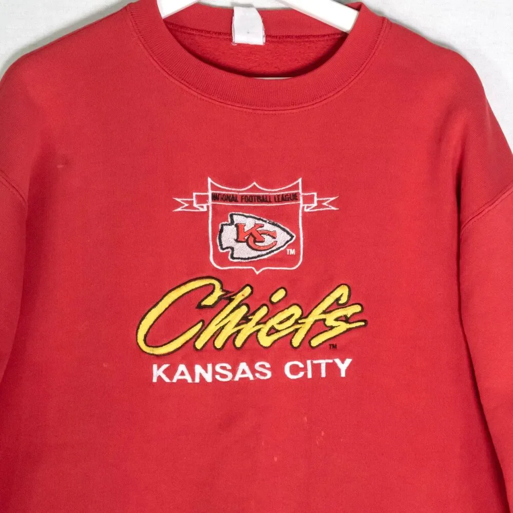 Vintage Competitor Kansas City Chiefs Sweatshirt Embroidered Logo 90's Thrashed